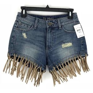 DL1961 High Rise Fringe Denim Jean Shorts
